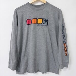 Abercrombie Athletics Y2K Long Sleeve Graphic T Shirt Youth Big Kids Size L Gray